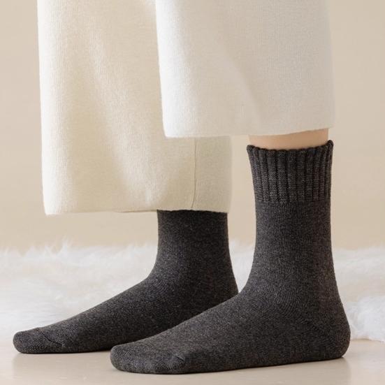 Thickened Fleece Lined Crew Socks Women Winter Socks, Solid Color Mid Calf Thermal Warm Casual for Home Use Cold Weather, Soft Hosiery Daily