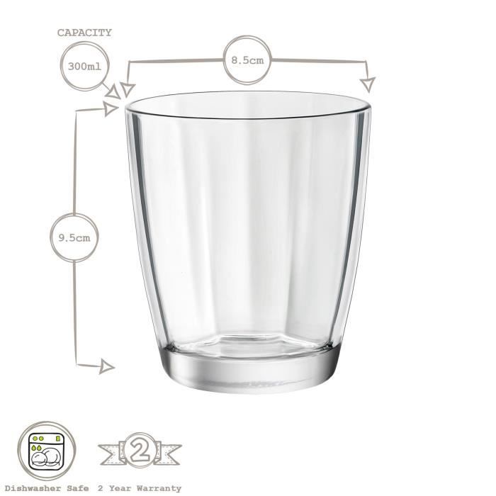Verres À Eau - Bormioli Rocco - Pulsar - Lot De 6 - 30 Cl - Verre Plat - Compatible Lave-vaisselle