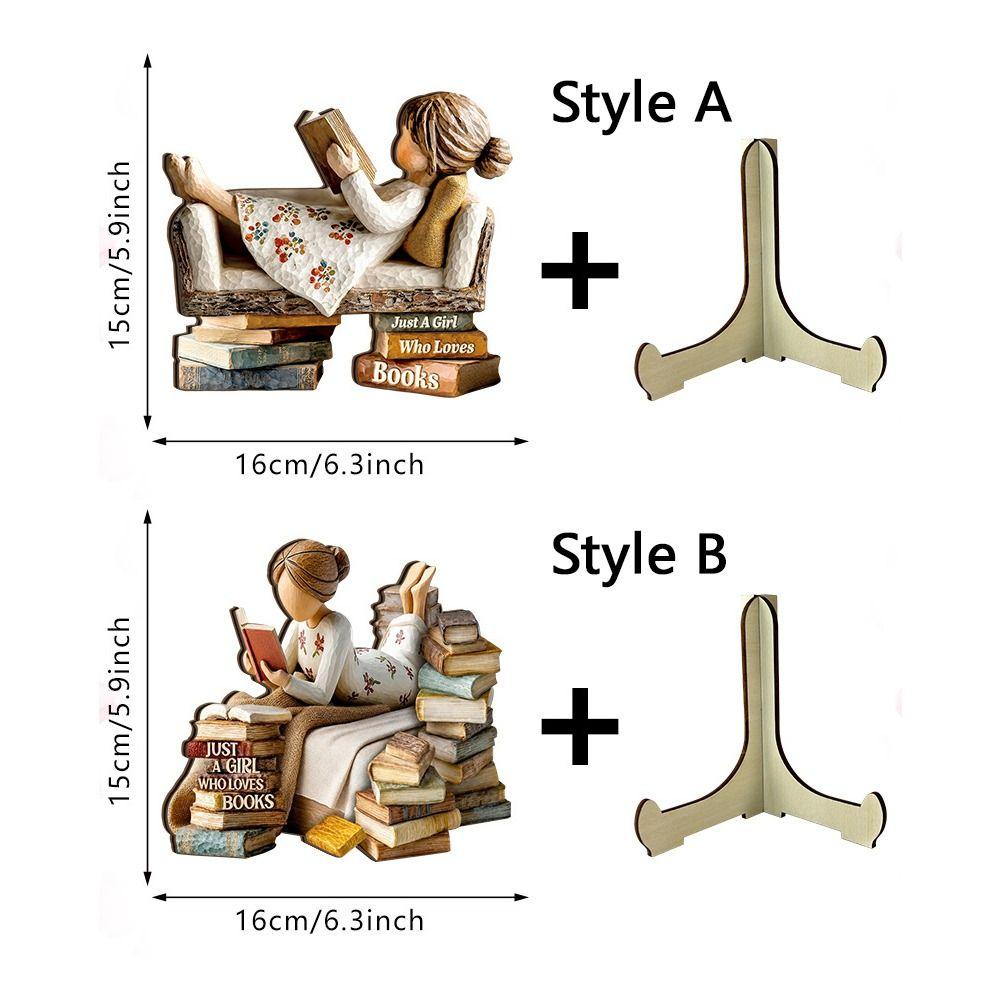 with Stand Book Lovers Statues Reading Tabletop Sign Living Room Bookcase