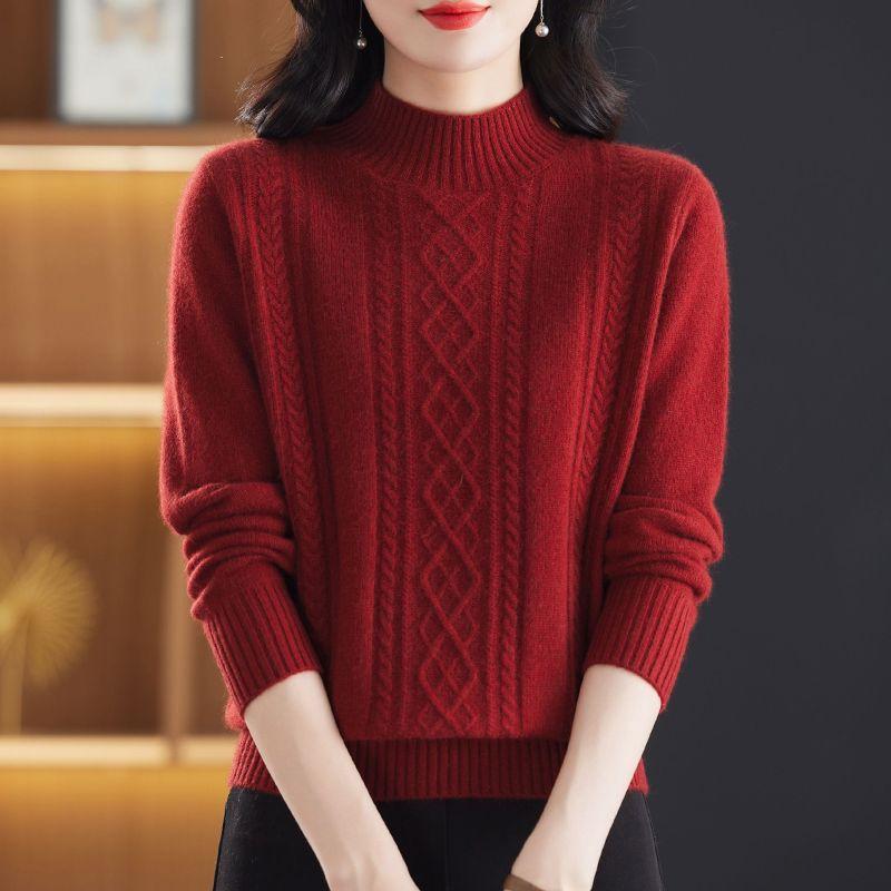 

Вязаный свитер с полувысоким воротником для женщин, свободный и модный пуловер большого размера для осени и зимы, женский топ, короткий свитер 2XL