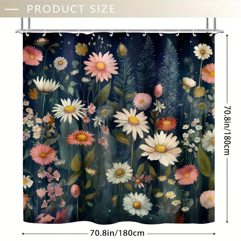 1 pièce Rideau de douche Illustration Jardin Anglais Détaillé, Fibre de Polyester Durable, Facile à Nettoyer, pour Salle de Bain, Baignoire, Décoration de Fenêtre