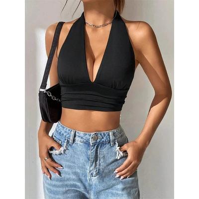 Sommer Ärmellos Rückenfrei Sexy Tube Top Damen Mode Slim Fit Lässig Einfarbig Kurzes Shirt Tank Crop Top Weiblich Streetwear Elegante Kleidung