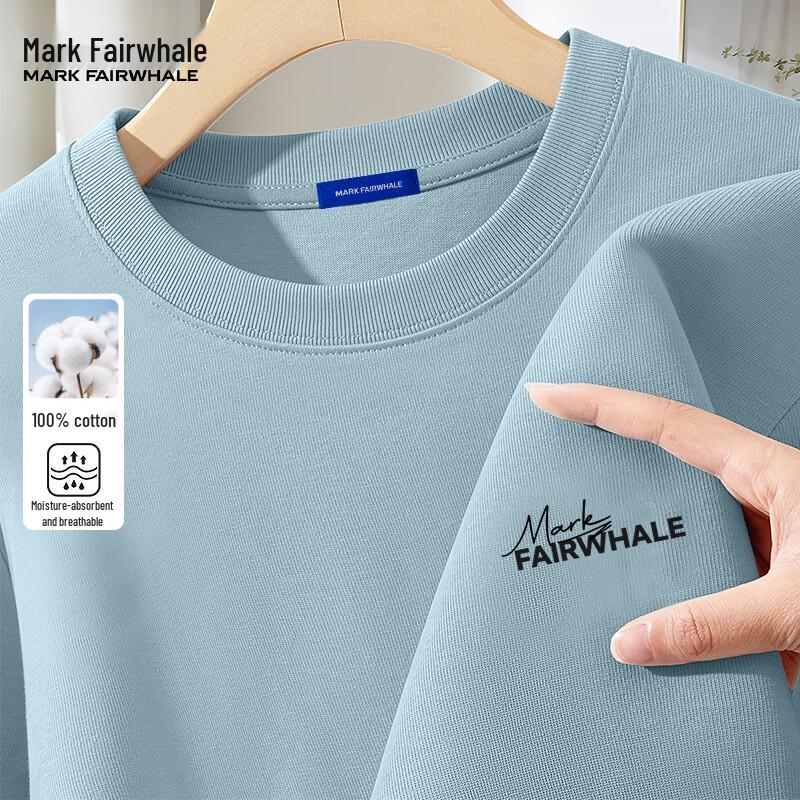 MARK FAIRWHALE Men's 200G Heavyweight Letter Print Cotton T-Shirt