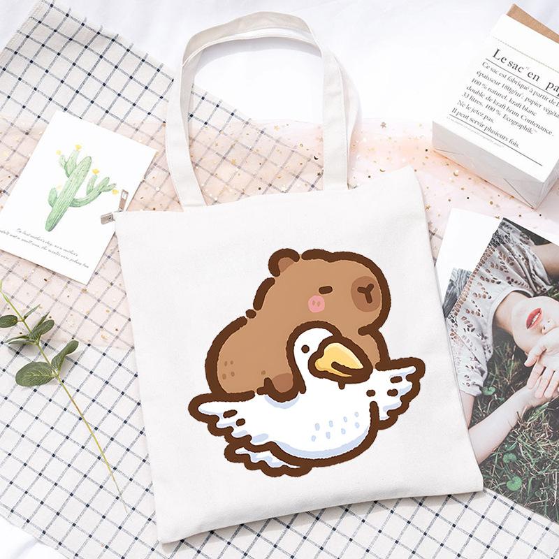 Cute Cartoon Animation Handbag Large Capacity Messenger Bag Office Commuter Portable Shoulder Bag Canvas Bag