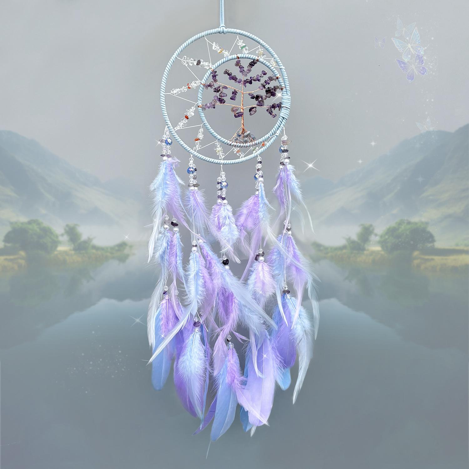 

Домашний декор Ловец снов Перо Подвесной Украшение комнаты Скандинавский стиль Настенное украшение Кристальный камень Древо жизни