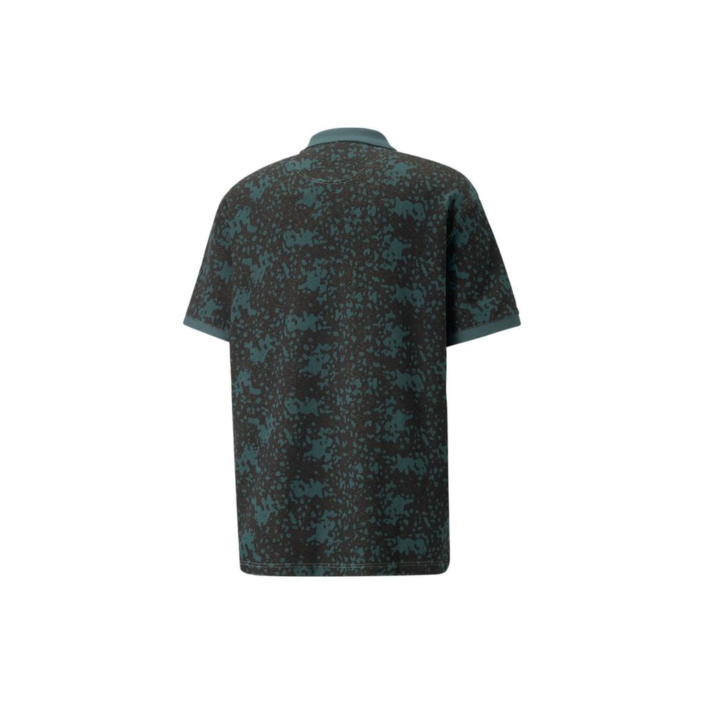 Puma Butter Goods Collaboration Graphic Print Short Sleeve Polo Shirt Men Tops Green 534059-50
