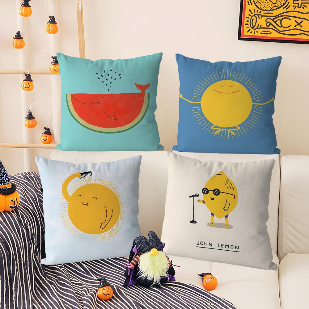 Cartoon Fun Pillow Patterns for Toddlers Pillow Case Comfort Sofa Bed Silky Elegant Invisible Zipper Decorative Cushion Cover