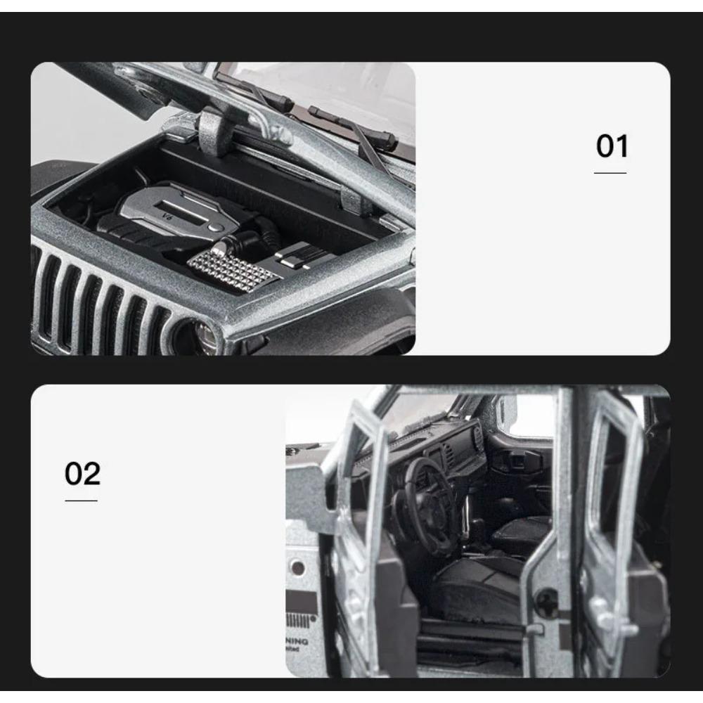 1/32 Scale Wrangler 4X4 Toy Car Models Alloy Diecast 6 Doors Opened Sound Light Pull Back Scale Model Cars Toys Holiday Gifts