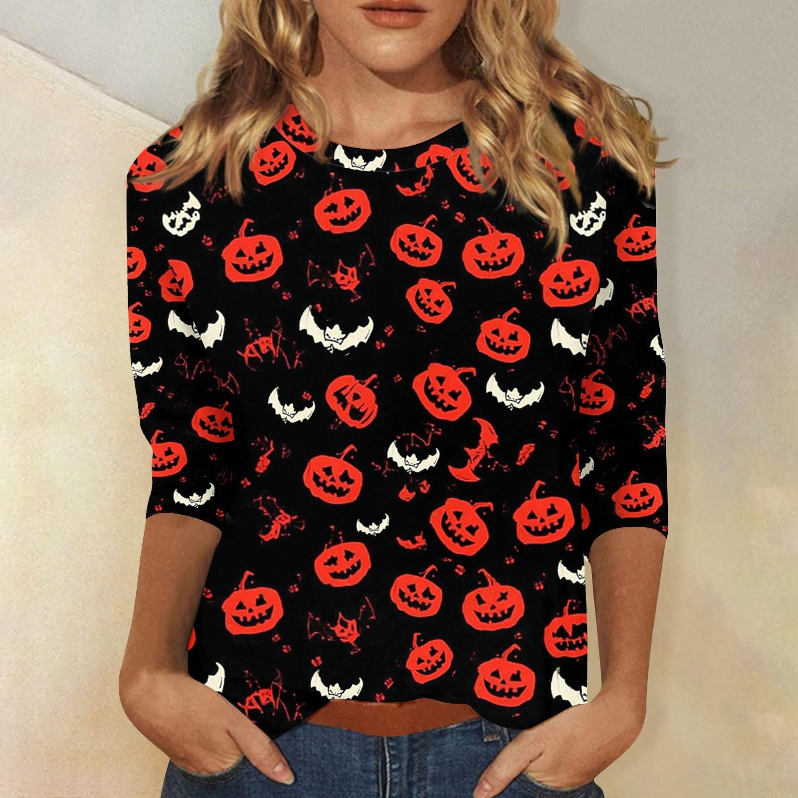 

Женская модная повседневная свободная футболка с круглым вырезом и рукавами 3/4 с принтом, женский топ M красный