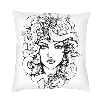 Antike Griechische Mythologie und Medusa Schlangenkopf Druck Kissenbezug Wohnzimmer Sofa Autodekoration Kissen