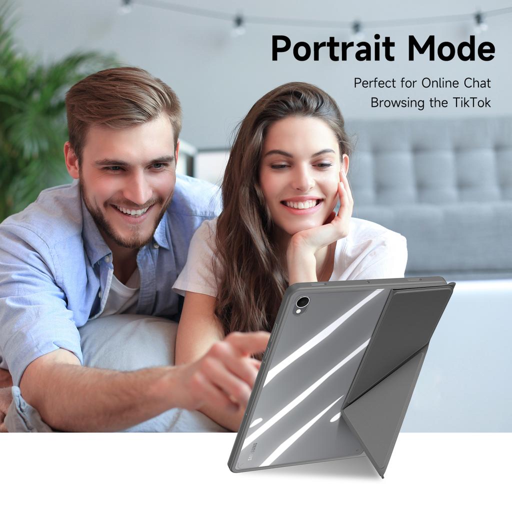 For Samsung Galaxy Tab S11 Case DUX DUCIS Magi Series Detachable Origami Stand Leather+PC+TPU Clear Back Cover