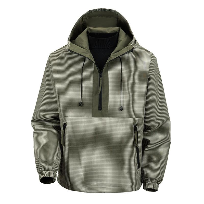 

European size hooded tooling jacket men s new loose outdoor striped men s top coat XL (European code)