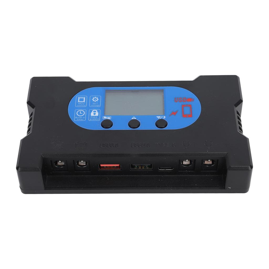 Solar Controller HD Display Dual USB Type C DC Fast Charging Multi Protection Solar Panel Regulator 10A