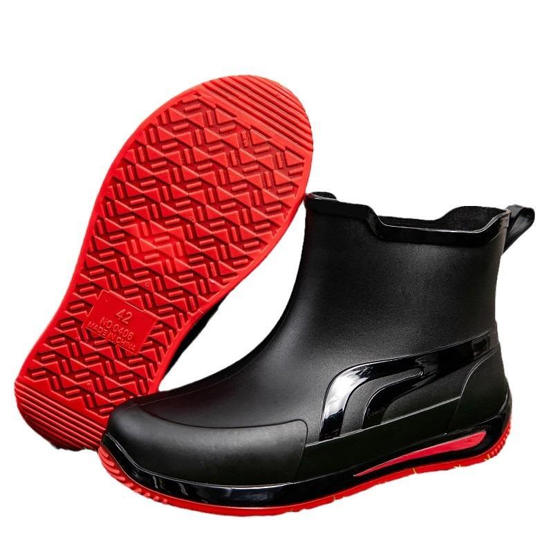 Fashion Short Tube Thickened Waterproof Shoes Couple Rain Shoes Low-top Warm Work Rubber Shoes Non-slip Fishing Kitchen Rain Boots Men