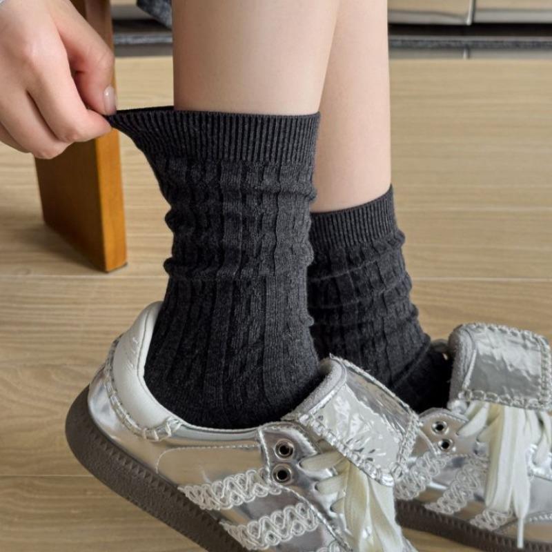 Twisted Socks, Women's Mid-calf Socks, Autumn and Winter Trend, Retro Pure Cotton Sports Pile Long Socks