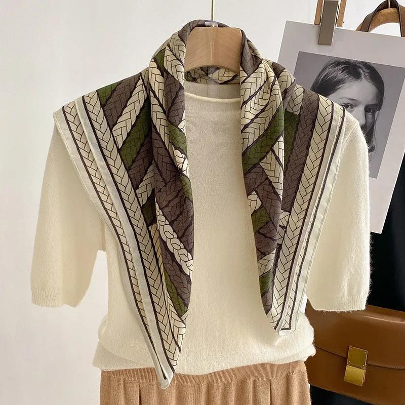 130cm Silk Square Scarf Women Large Shawls Matching Flowers Design Square Bandana Luxury Kerchief Scarf Female Foulards