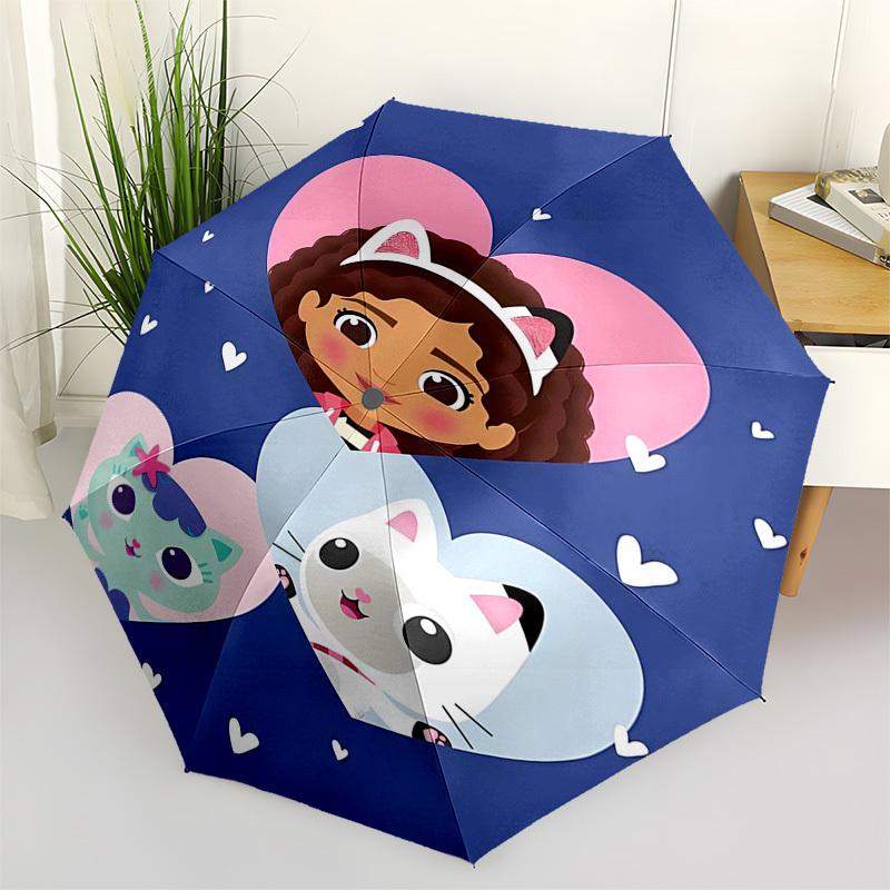 

Gaby s Dollhouse Themed Automatic Opening and Closing Umbrella, Compact Travel Umbrella, Lightweight and Portable, Suitable for Beach Commut