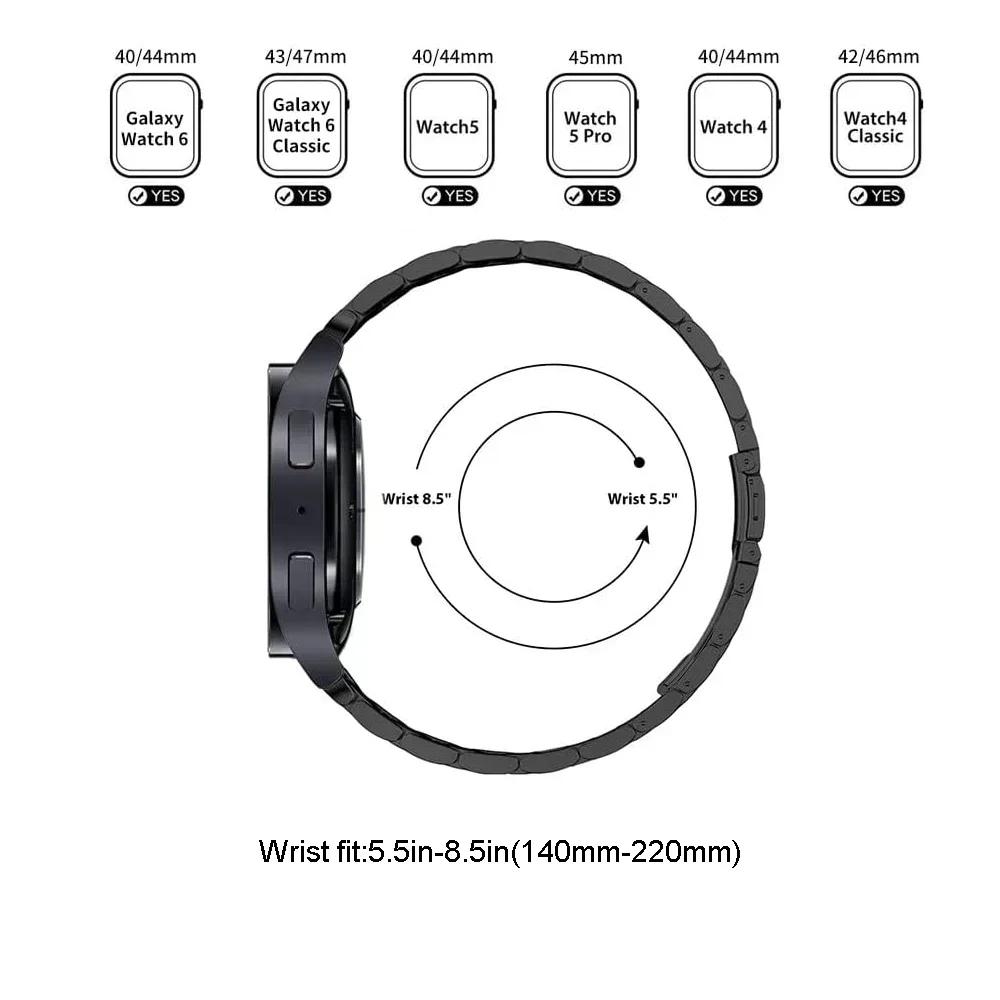 Stropp i rustfritt stål med hurtigfeste uten mellomrom for Samsung Galaxy 7 FE 7 6 5 4 44 40 mm reim for Galaxy Watch 6 Classic 43 47 mm