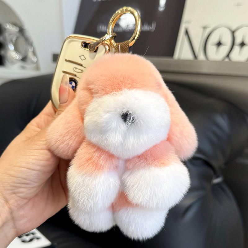 Real Natural Mink Fur Puppy Keychain Pendant Cute Dog Doll Toys Keyring Handbag Charm Ornament Pompom Plush Jewelry Gifts