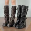 Platform Thick Sole Women Knight High Boots Fashion Height Increase Shoes Female Vintage Punk Long Booties Zapatos De Muje