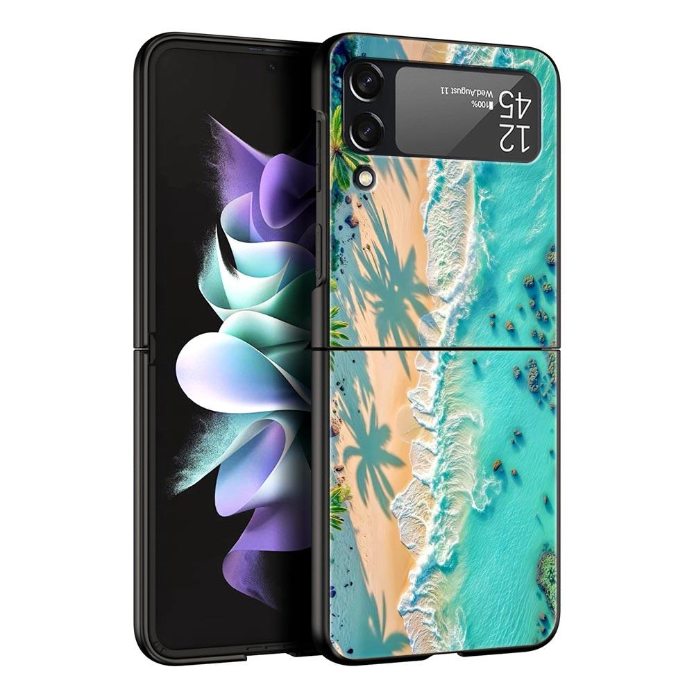 Phone Case for Samsung Galaxy Z Flip 3 4 5 6 7 Folding For Samsung Z Flip4 Flip5 PC Hard Cover NYC New York City Seaside Scenery