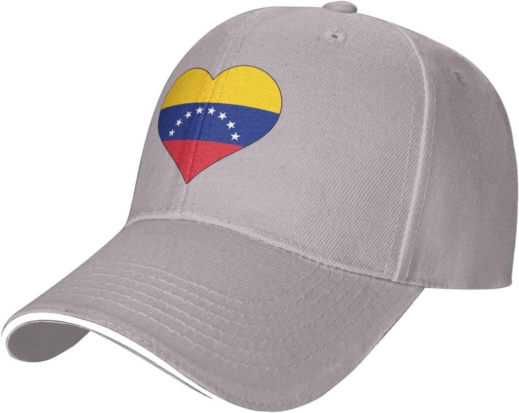 Venezuela Flag Heart Baseball Cap Polyester Adjustable Outdoor Sun Hat Unisex