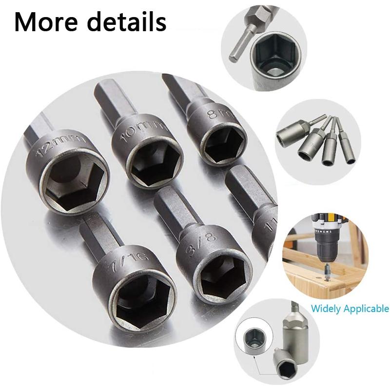Hexagonal Bit Socket 1/4" Hex Shank Hex Nut Socket 9/14 Pcs Electric Drill Bit Set Household Auto Repair Tool
