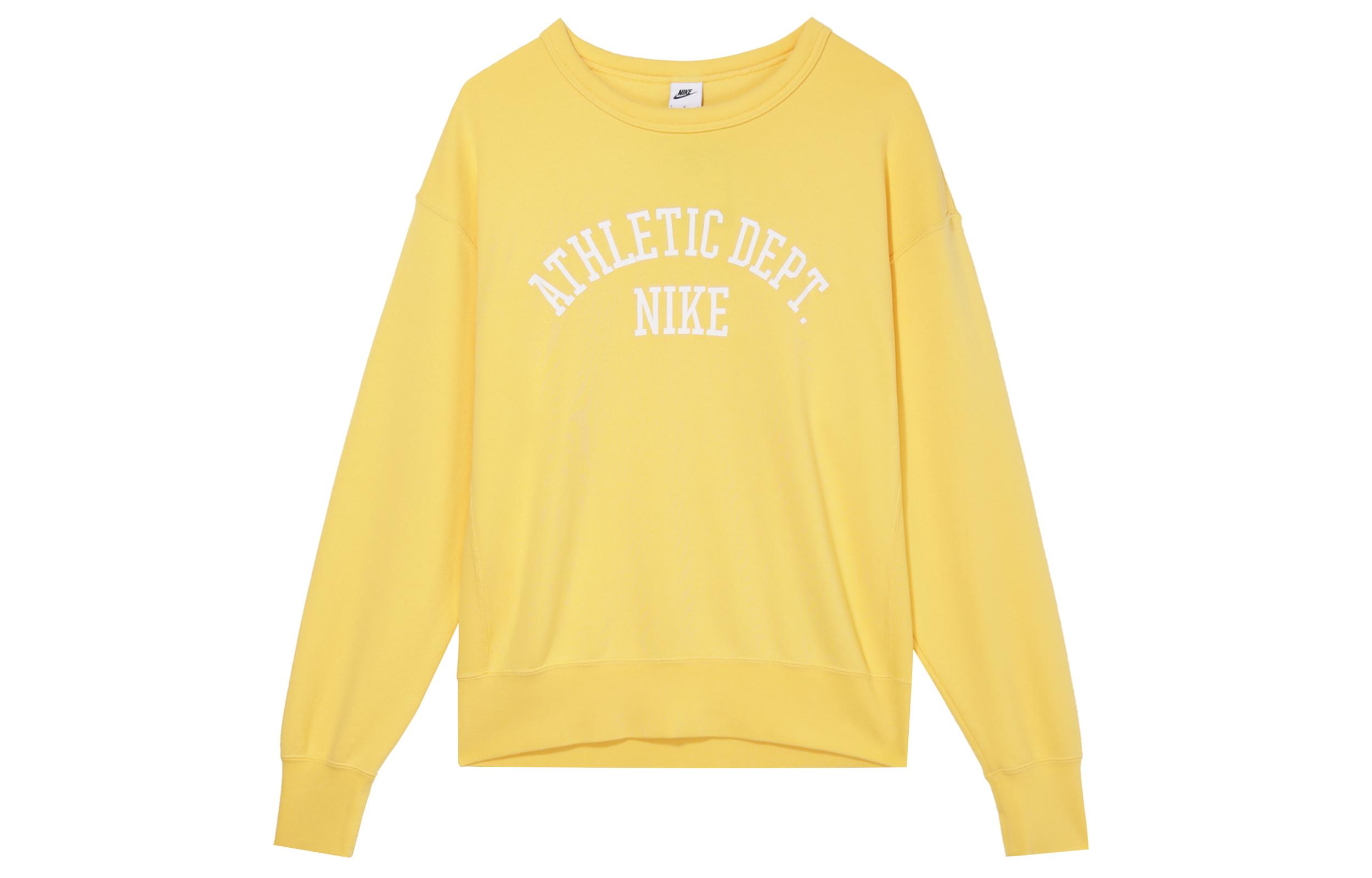 Nike Sweatshirts Men s Bright Yellow Jade Color Crew Neck Moderate Regular DX0026-795 XXL