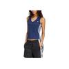 Adidas Originals Classic Striped V-Neck Sleeveless Vest Breathable Casual Daily Tops Women Night Blue KD2280