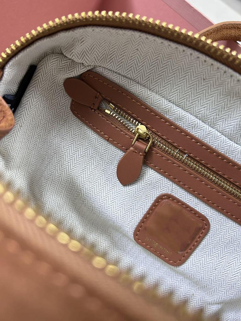 Geantă Boston din piele naturală pentru femei Miu Family Primăvara 2025: Bowling, Geantă de mână, Umăr, Crossbody