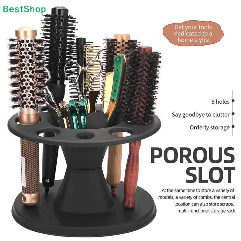 Salon Hair Brush Holder - 8-Hole Round Organizer for Barbershop & Home Styling Tools