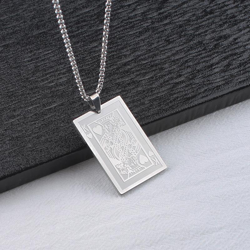 Men's Stainless Steel Ace of Spades Pendant Necklace - Hip Hop Style