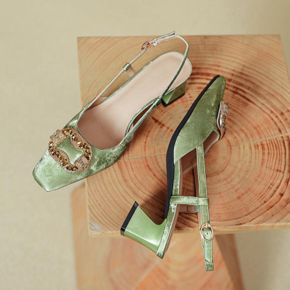French Style Baotou Sandals for Women in The Summer of 2026 Empty Single Shoes with A Single Buckle and Square Toe High Heels