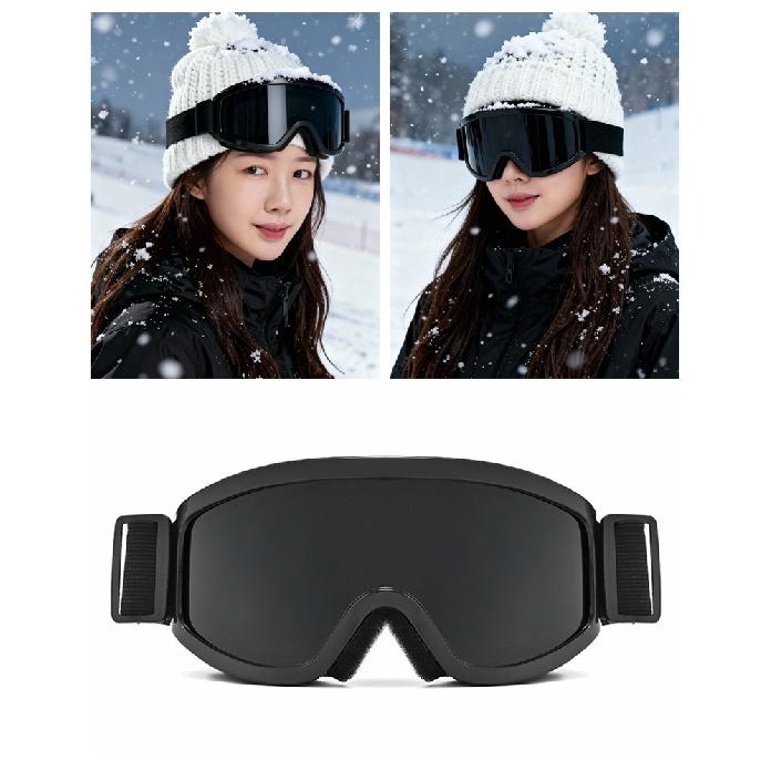 Winter ski goggles for men and women, suitable for those with prescription glasses, large frame with straps, windproof outdoor goggles for cycling