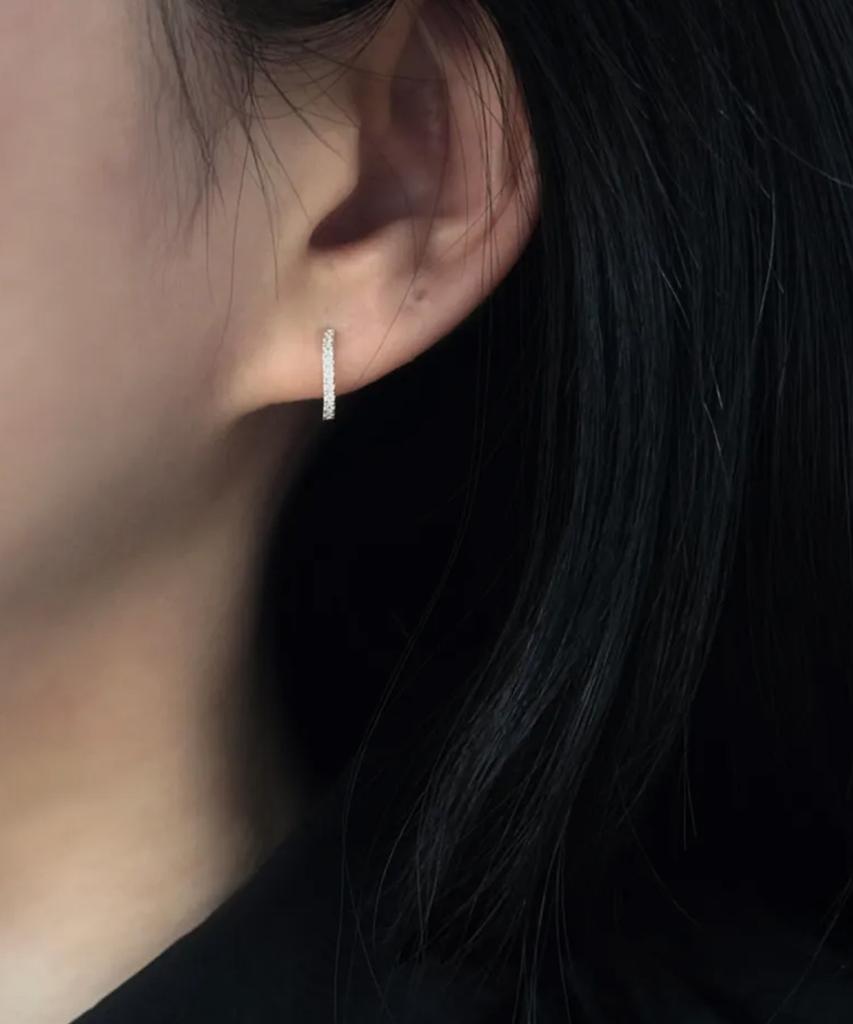 Iamj [925 Silver] 1.6 Basic Cubic Ring Earrings (3 Types)