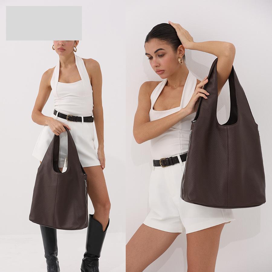 Weiche Lederhandtasche High-End Unterarm-Schultertasche Lässige und vielseitige Bucket Bag