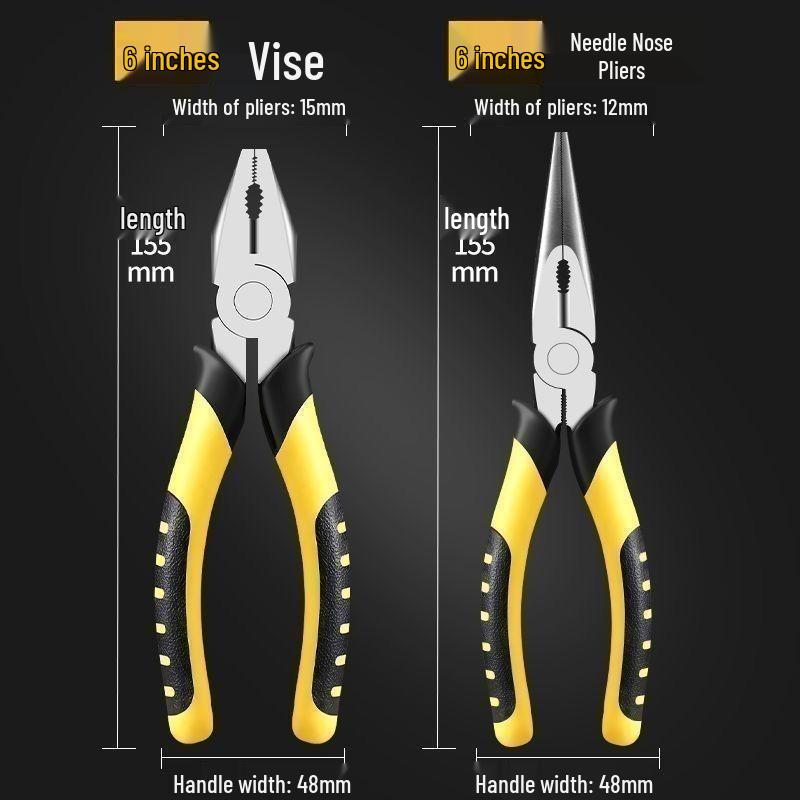 8" Multifunctional Tiger Pliers Set: Vise, Diagonal, Wire, and Rod Pliers for Household Use.