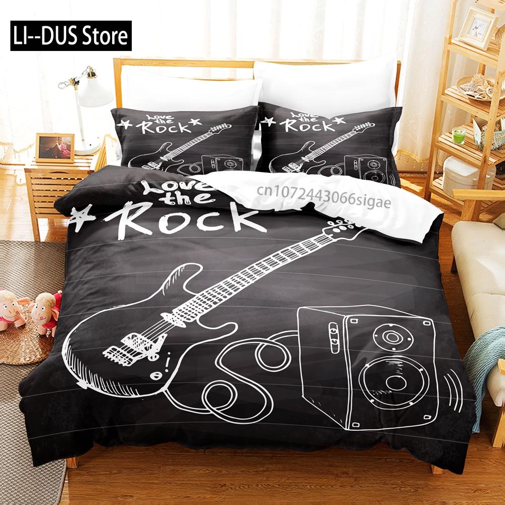 Music Notes Bedding Set Single Twin Full Queen King Size Piano Violin Bed Set Aldult Kid Bedroom Duvetcover Sets 3D Anime 032