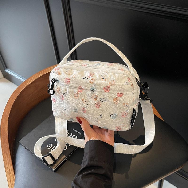 Small Fresh Floral Hand Bag Women's Summer New Versatile Casual Shoulder Messenger Bag Small Square Bag