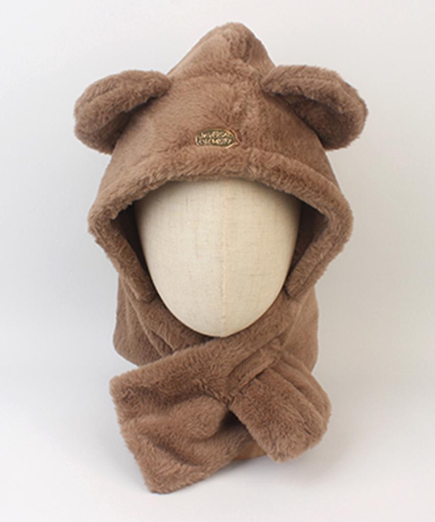 Yunibeosyeolkemiseuteuli Bear Fur Brown Hood Muffler Hat