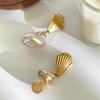 Ocean Inspired Conch Earrings Elegant Stainless Steel Jewelry Perfect for Parties Weddings and Everyday Use