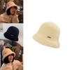 Stylish Warm Fluffy Bucket Hat For Women Winter Cotton Knit Large Brim Fashion