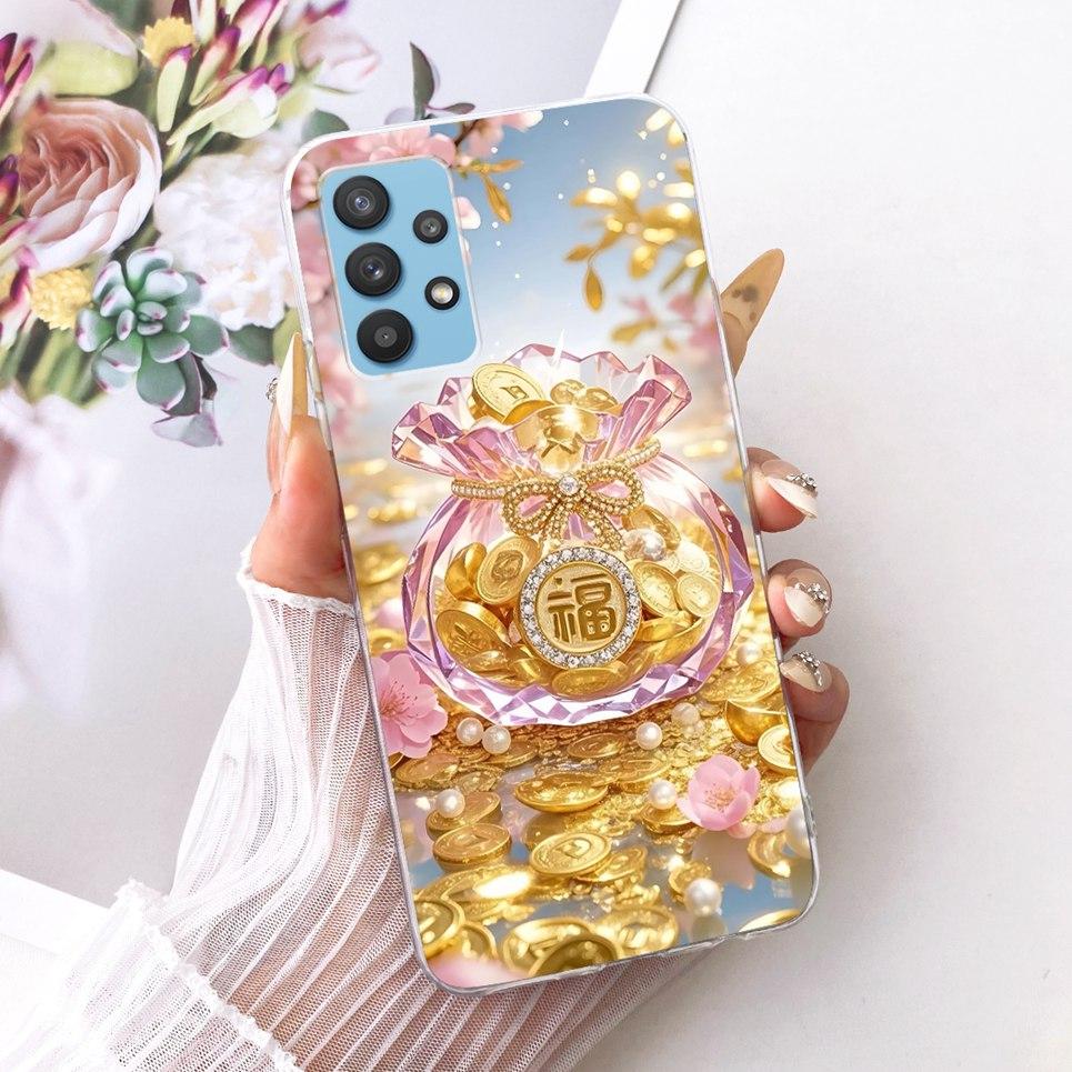Cartoon Katze Drache Tiere Malerei Hülle für Samsung Galaxy A32 A33 5G 4G Rückseite Transparent Weiches TPU Silikon Handyhülle