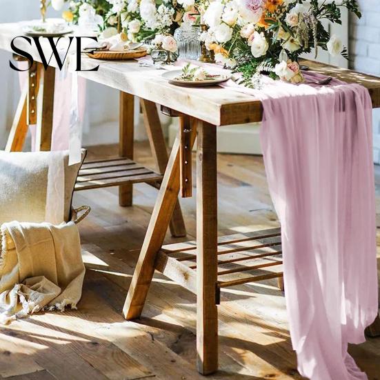 Rustic Table Runner Tablecloth Soft Washable Non-Fading Hand-dyed Wedding Party Decoration