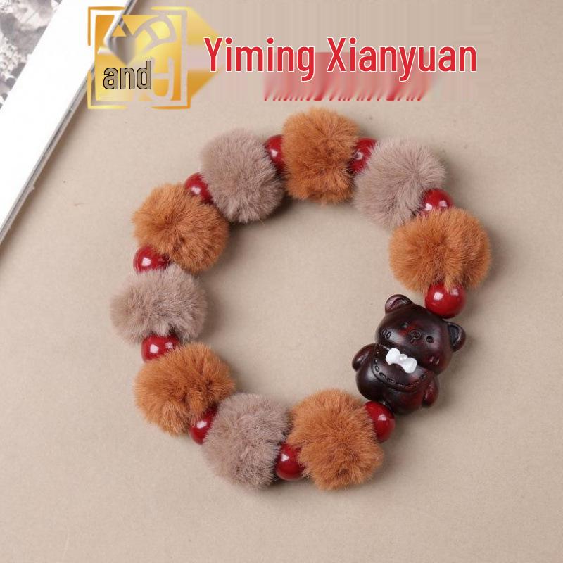 Деревянный брелок и ремешок для телефона Yi Ming Маленький Медвежонок