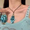 Blue Tide Island Resort Style Blue Shell Tassel Necklace and Earrings, Creative and Unique Niche Ear Accessories