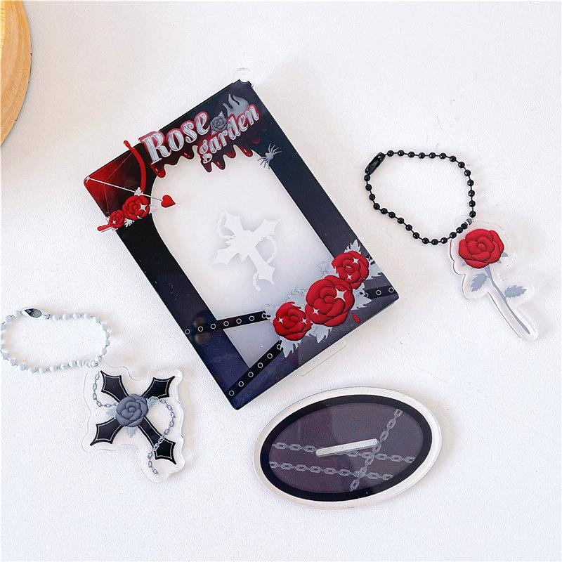 INS Acrylic Photocard Frame Cartoon Card Display Stand Photo Holder Photo Protection Card Sleeve Desktop Decor School Stationery