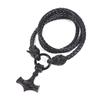 Nordic Viking Leather Necklace Crafted Hammer Celtic Wolf Head Necklace Men's Long Jewelry