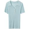 Sancai Plus Size Linen Lyocell Button-Down Knit Top