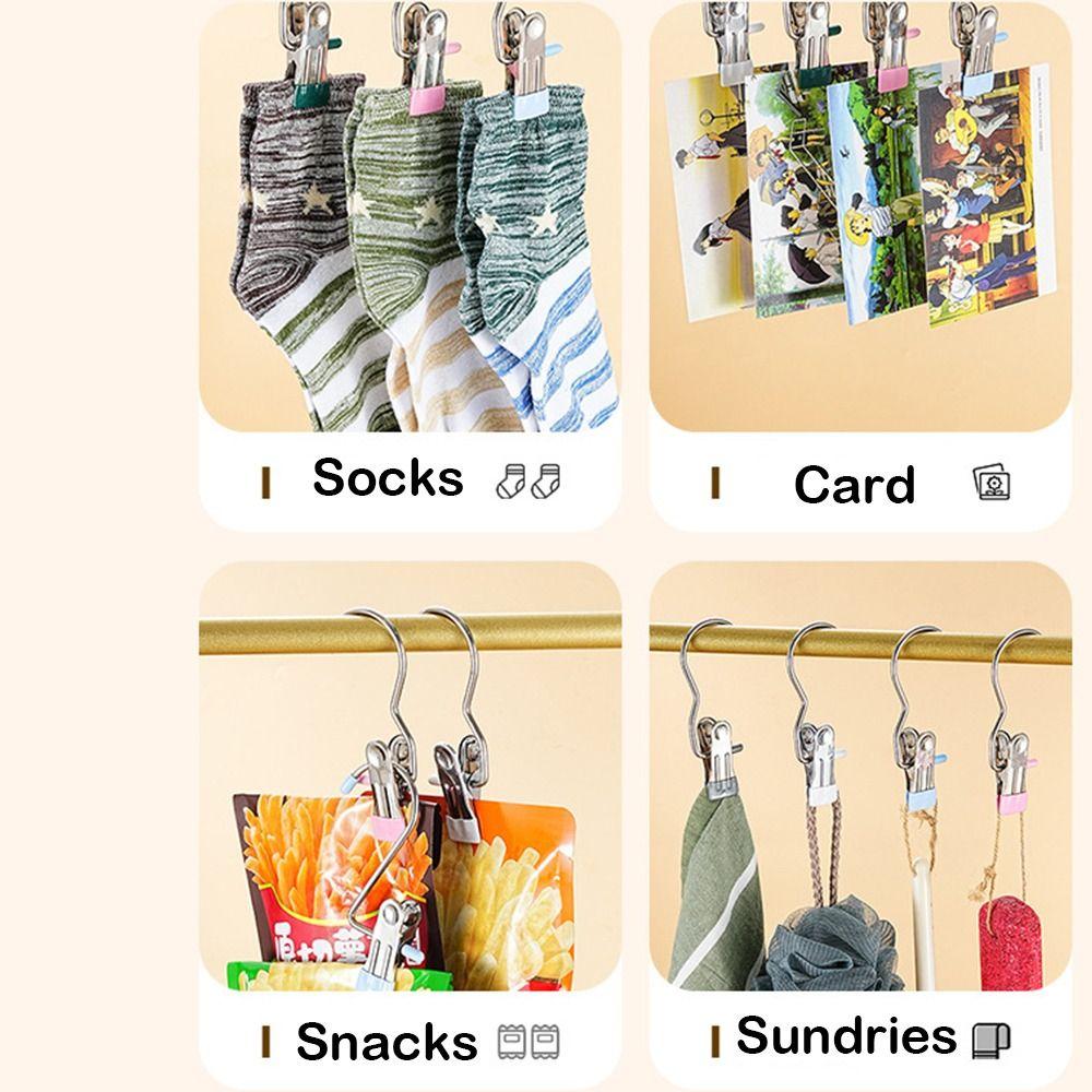 1/5/10PCS Antislip Stainless Steel Pants Clip with Hook Home Storage Rack for Household